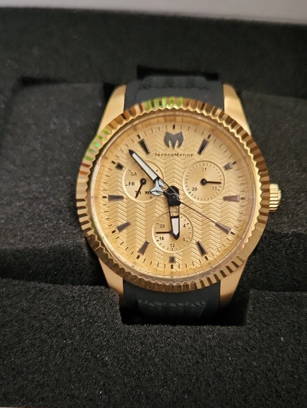 Technomarine Men’s Gold Case Watches with Black Straps